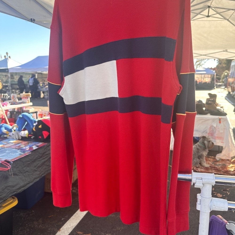 Tommy Hilfiger Red and Navy Long Sleeve Shirt - Picture 2 of 4